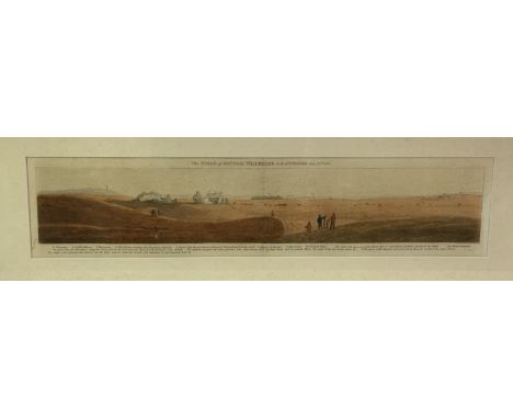 Unknown artist, "The Field of Battle, Waterloo as it appeared, July 24th 1815", coloured etching with aquatint, framed (10.5c