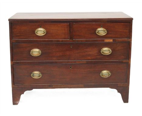 A George III mahogany chest, of two short and two long drawers, on bracket feet, 105cm wide, 50cm deep, 77cm high