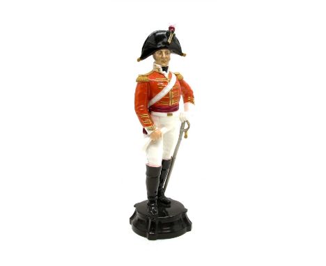 A Royal Worcester porcelain figure, 'Officer of the 3rd Dragoon Guards 1806', no. 2675, 30.5cm high