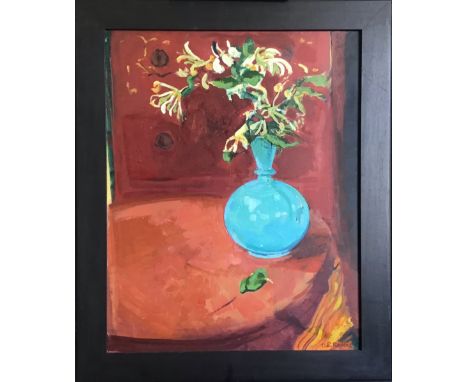 Courtesy of Caroline E. Romer
Honeysuckle in a Blue Vase, 2017, an original oil on canvas by Caroline E. Romer
The oil on can