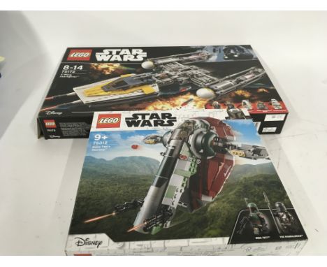 2 boxed Lego sets.  Star Wars 75172 Y WING STARFIGHTER and 75312 BOBA FETTS STARSHIP. Previously assembled parts bagged inclu