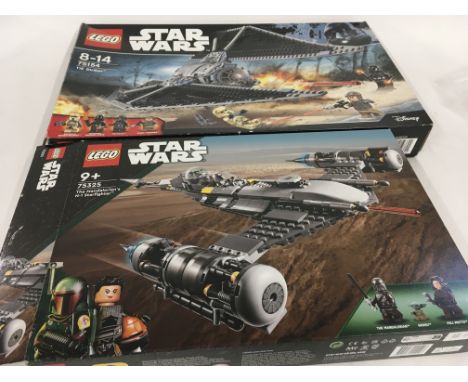 Two boxed Lego sets. Star Wars 75154 TIE STRIKER and 75325 THE MANDALORIANS N 1 STARFIGHTERS.  Previously assembled parts bag