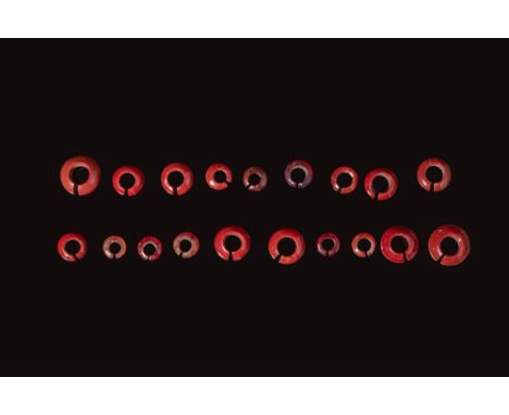 Late Period to Ptolemaic Period, Ca. 664 - 30 BC. A group of 19 penannular rings of varying diameter and thickness, each form