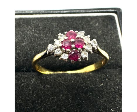 Antique 18ct gold diamond &amp; ruby ring weight 2.6g 