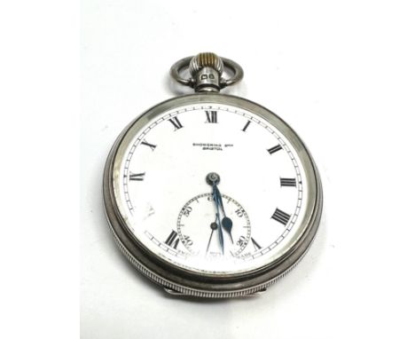 Vintage Gents Sterling Silver Pocket Watch Hand-wind Working 