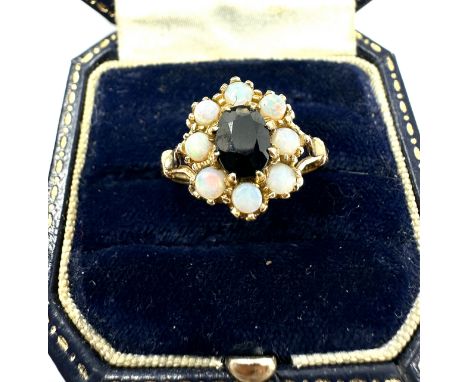 9ct gold opal &amp; sapphire ring weight 3g 