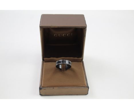 Black band ring by designer Gucci with box (3g) 