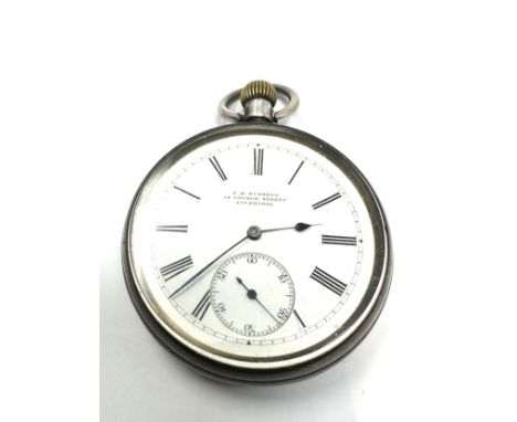 Vintage Gents Sterling Silver Pocket Watch Hand-wind Working 