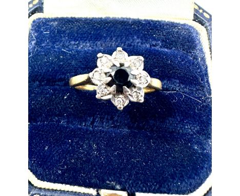 18ct gold diamond &amp; sapphire ring weight 3.7g 