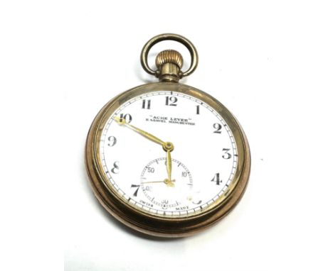 Vintage Gents Rolled Gold Open Face Pocket Watch Hand-wind Working 