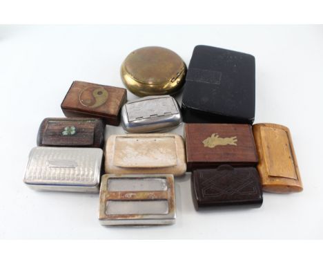 Snuff Box Job Lot Inc Antique &amp; Vintage Wooden Brass Papier Mache Etc x 11 