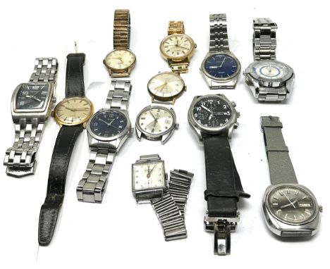 12 gents wristwatches all untested spares or repair inc voyage talis timex enicar luxor roldor etc 