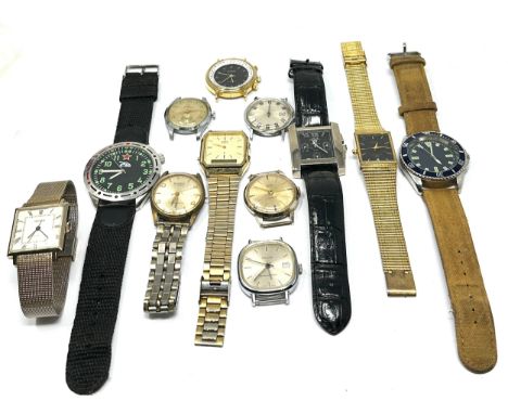 12 gents wristwatches all untested spares or repair inc borea phillips sekonda smiths waltham timex etc 
