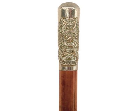 A BORDER REGIMENT SWAGGER STICK, white metal top with 70cm haft, together with a further example to the Parachute Regiment wi