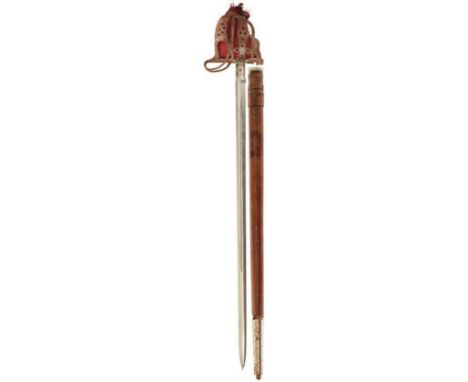 A GVR SCOTTISH OFFICER'S BASKET HILTED BROADSWORD TO THE HIGHLAND LIGHT INFANTRY, 82.5cm fullered blade by Wilkinson, serial 