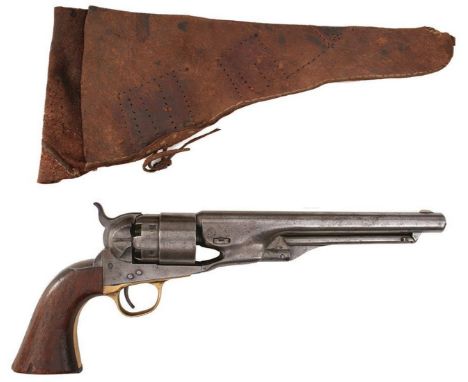 A .44 CALIBRE SIX-SHOT PERCUSSION COLT ARMY REVOLVER, 8inch sighted barrel stamped with the manufacturer's details, stepped c