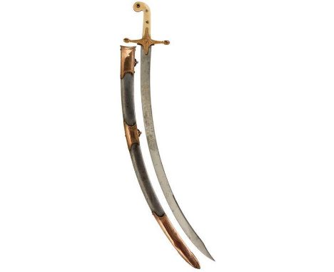 A RARE REGIMENTAL OFFICER'S MAMELUKE TO THE 21ST ROYAL SCOTCH FUSILIERS, 73cm curved blade with clipped back tip, decorated w