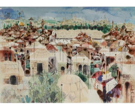 Samuel Katz (b.1927)View of JerusalemSigned and numbered Artist's Proof 39/50, lithograph, 58cm by 78.5cm Artist's Resale Rig