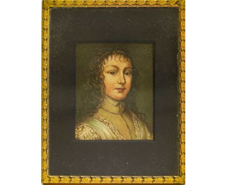 Manner of Sir Anthony Van Dyck Portrait of a lady, head and shouldersOil on card, 6cm by 4.5cm
