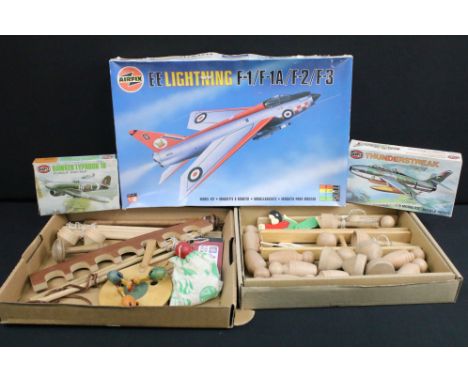 Quantity of toys and games to include 3 x boxed Airfix plastic model kits featuring 1/72 Series Hawker Typhoon 1B, 1/72 Serie