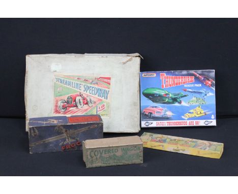 Quantity of boxed toys to include Crescent Toys Native American metal figure set, Matchbox Thunderbirds Rescue Pack, Marx Toy