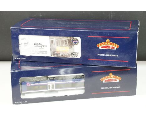 Two boxed Bachmann OO gauge 3 Car DMU sets to include 32-911 Class 108 3 Car DMU BR green with yellow warning panels and 32-4
