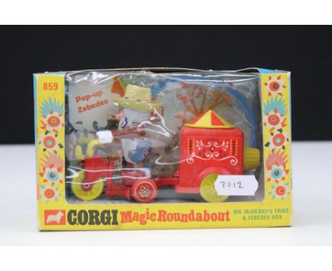 Boxed Corgi Magic Roundabout 859 Mr McHenry's Trike &amp; Zebedee Box diecast model with pull-along cord, diecast vg, small b