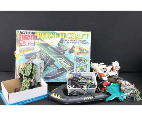 Action Man - Collection of original Action Man to include 1 x boxed Palitoy Transport Command Pursuit Craft (appearing comple