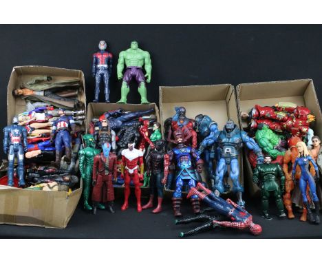 Large collection of Hasbro / DC figures featuring Hulk, 2 x Apocalypse, Galactus, Iron Man Hulkbuster, Doc Ock, Spider-Man, G