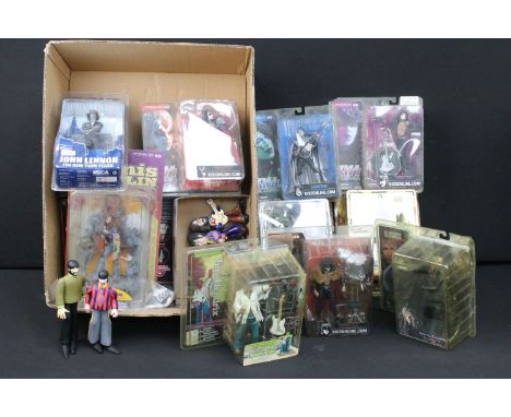 14 Boxed / carded music related figures to include 9 x McFarlane (4 x Kiss, Jimi Hendrix, Alice Cooper, Ozzy Osbourne, Janis 