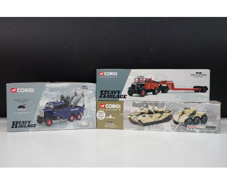 Three boxed Corgi diecast models to include 2 x Heavy Haulage (17502 Pickfords Scammell Contractor Wrecker &amp; 16901 Hallet