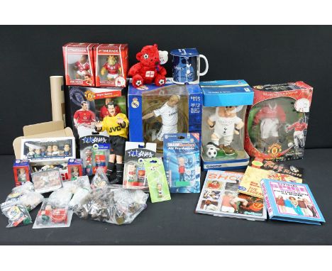 Collection of Football related figures / collectibles featuring boxed Kick O Mania Manchester United Wayne Rooney, boxed Hasb