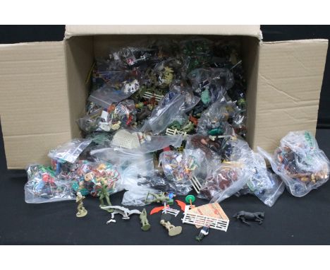 Large quantity of various plastic figures to include examples from Britains and Timpo featuring Wild Wild West Series, Cowboy