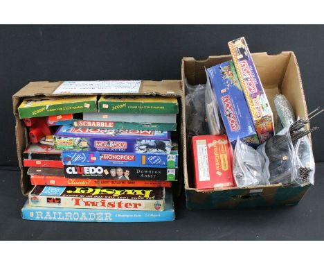 Collection of board games and model railway to include Monopoly Bristol edition, Monopoly Desi Edition, OO gauge track, boxed