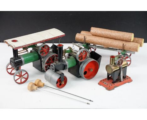 Steam Engine - Quantity of Mamod steam engines and wagons to include Mamod Steam Roller SR1 Steam Engine with burner and coal