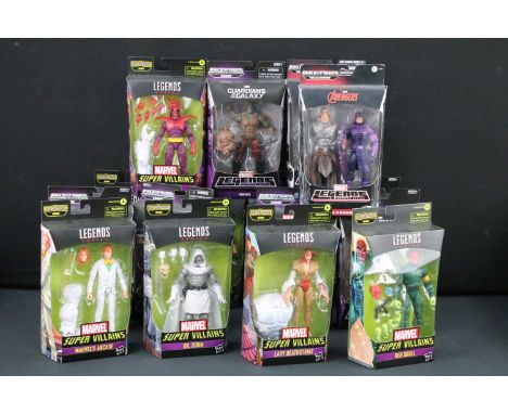 16 Boxed Marvel Legends Series action figures featuring Guardians Of The Galaxy (Drax, Rocket Raccoon, Star-Lord &amp; Gamora