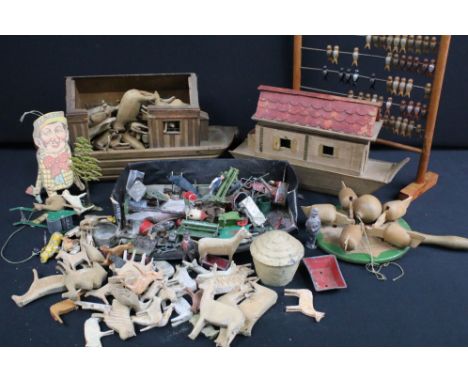 Quantity of toys to include 2 x Noahs Arks’ with various wooden animals including zebra, camels, cow, pig, dog, etc, small qu