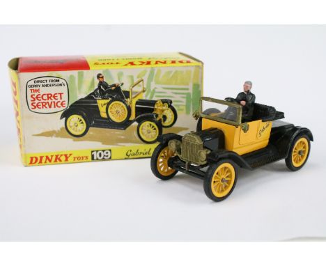 Boxed Dinky 109 Gerry Anderson's The Secret Service Gabriel Model T Ford diecast model with driver, diecast vg, box vg with s