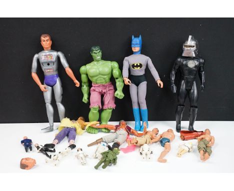 Collection of circa 1970s - 1980s action figures to include Mego Batman, Mego Hulk, Mattel Battlestar Galactica Starbuck, 8 x