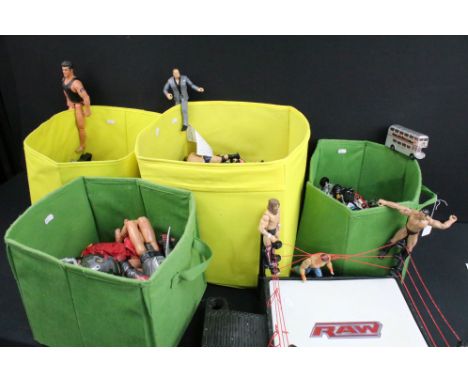 Quantity of various contemporary WWE/WWF wrestling figures to include Jakks Pacific and Mattel examples including John Bradsh
