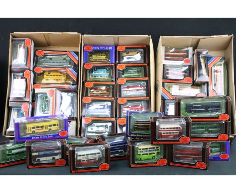 51 Boxed EFE Exclusive First Editions diecast model buses to include De Luxe Series, De-Regulation, Gilbow Railway Collection