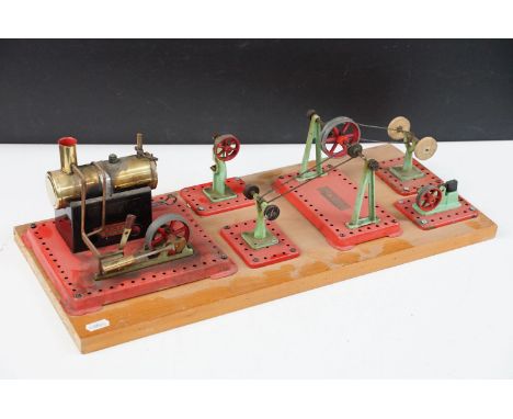Steam Engine - Mamod stationary live steam engine with cylindrical horizontal boiler engine and burner, together with 5 x Mam