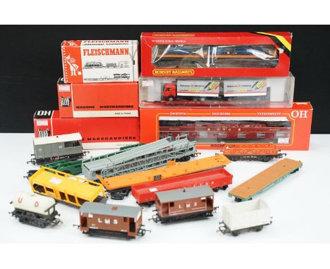 Collection of HO / OO gauge rolling stock to include 6 x boxed examples (Fleischmann 5275 &amp; 5054, Jouef 6560 &amp; 6268, 