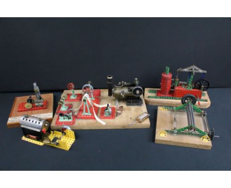 Steam Engine - Quantity of Mamod and Meccano steam engines and models to include Mamod Workshop Driven Steam Engine on wooden