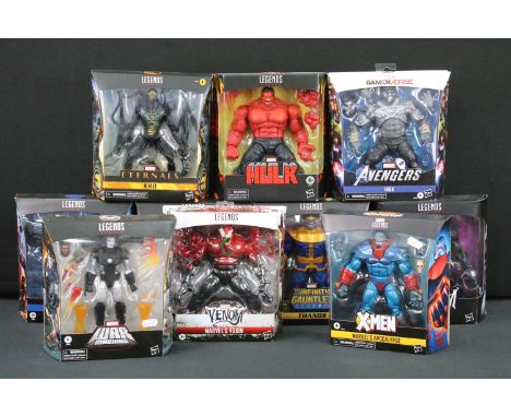 10 Boxed Marvel Legends Series / Gamerverse action figures featuring The Infinity Gauntlet Thanos, Venom, War Machine, X-Men 