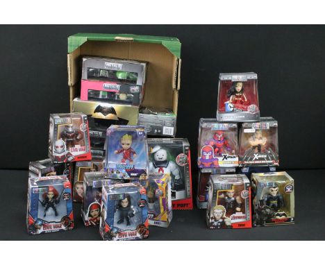 27 Boxed Jada Metals Die Cast TV related figures to include Ghostbusters Stay Puft, DC Comics Batmobile, Marvel Avengers Hulk