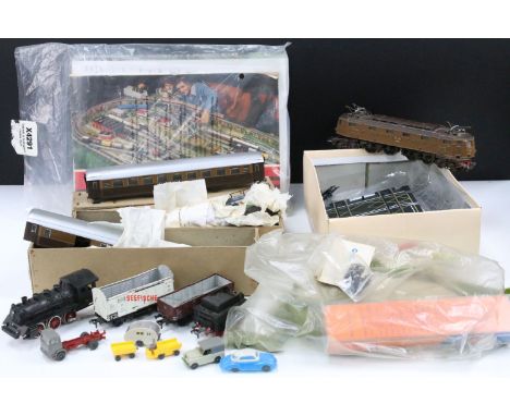 Collection of OO / HO gauge model railway to include Fleischmann locomotive, rolling stock, spares &amp; repairs, track etc