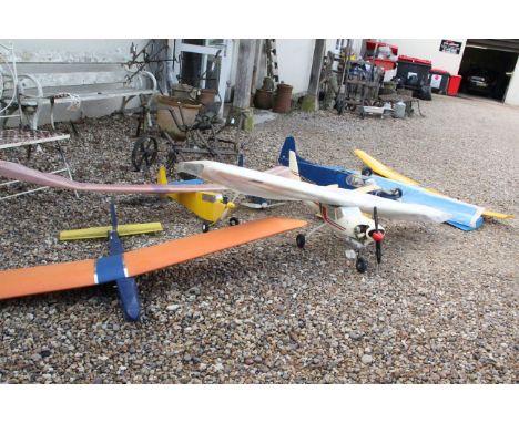 Quantity of model radio control aircraft planes to include 3 x R/C planes with model engines including a DC Ltd examples, wit