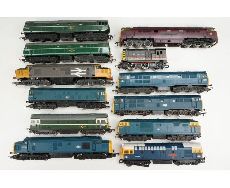 12 OO gauge locomotives to include Hornby InterCity Piccadilly, Hornby Railfreight 37063, Lima Burma Star etc