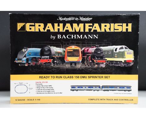 Boxed Graham Farish by Bachmann N gauge 370-105 Class 15 DMU train set, complete, some box wear